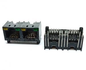 Złącze gniazdo 1x 2x RJ45 8p8c diody LED THT 1516-0-88-13C