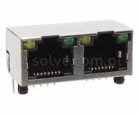 Złącze gniazdo 1x 2x RJ45 8p8c ekran diody LED EMI THT 1515-2-88-13C
