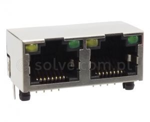 Złącze gniazdo 1x 2x RJ45 8p8c ekran diody LED EMI THT 1515-2-88-13C