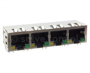 Złącze gniazdo 1x 4x RJ45 8p8c ekran diody LED EMI THT 1342-1-88-13C