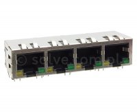 Złącze gniazdo 1x 4x RJ45 8p8c ekran diody LED EMI THT 1342-1-88-13C