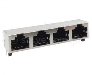 Złącze gniazdo 1x 4x RJ45 8p8c ekran THT kątowe 1317-1-88-13C