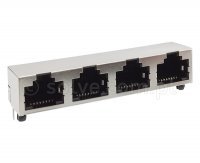 Złącze gniazdo 1x 4x RJ45 8p8c ekran THT kątowe 1317-1-88-13C