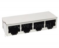 Złącze gniazdo 1x 4x RJ45 8p8c ekran THT kątowe 1414-3-08-13C