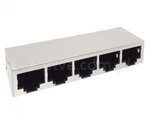 Złącze gniazdo 1x 5x RJ45 8p8c ekran THT kątowe 1415-1-88-13C