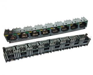 Złącze gniazdo 1x 8x RJ45 8p8c diody LED THT 1548-0-88-162