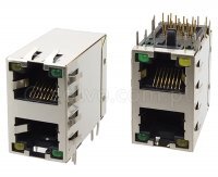 Złącze gniazdo 2x 1x RJ45 8p8c ekran diody LED EMI THT 1561-2-20-13C
