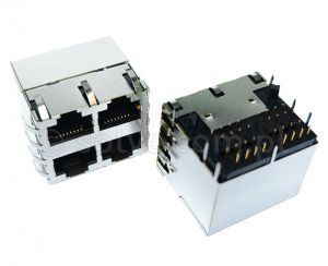 Złącze gniazdo 2x 2x RJ45 8p8c ekran EMI THT kątowe 1422-2-88-13C