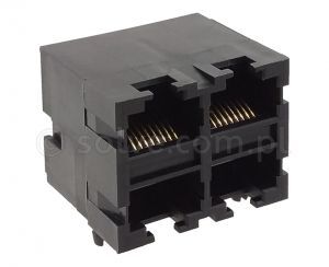 Złącze gniazdo 2x 2x RJ45 8p8c THT kątowe 1432-0-88-13C