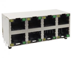 Złącze gniazdo 2x 4x RJ45 8p8c ekran diody LED THT 1554-2-20-13C
