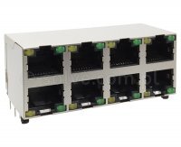 Złącze gniazdo 2x 4x RJ45 8p8c ekran diody LED THT 1554-2-20-13C