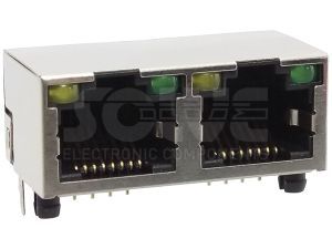 Złacze gniazdo 2x RJ-45 8p8c ekran LED EMI THT